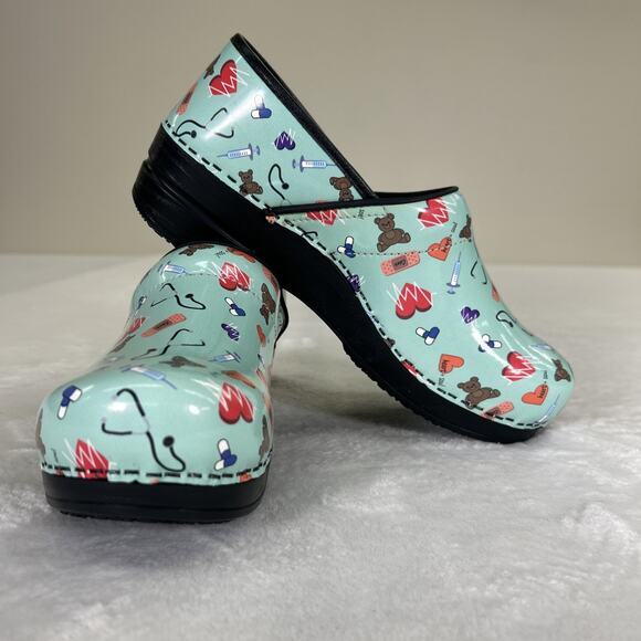 Sanita Professional Nursing Clogs Medical Print Women 41 (10/10.5) Arch Support - Picture 1 of 13